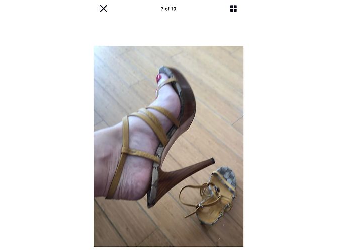 Décolleté Gucci Icon bambù GG pelle beige - vista 7