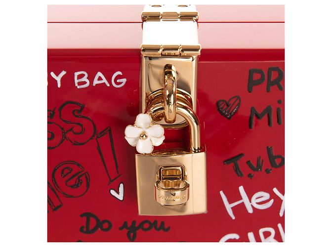 DOLCE & GABBANA Pochette Box Bag REALIZZATA A MANO Stampa Murale Made in Italy Rosso - vista 7