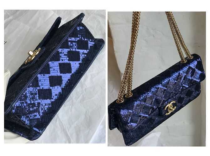 Timeless Chanel Borsa camaleonte rara Blu Blu navy Blu scuro - vista 21