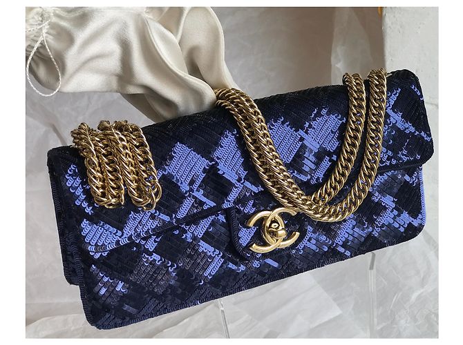 Timeless Chanel Borsa camaleonte rara Blu Blu navy Blu scuro - vista 26