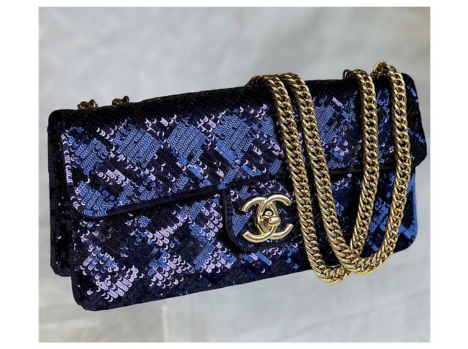 Timeless Chanel Borsa camaleonte rara Blu Blu navy Blu scuro - vista 30