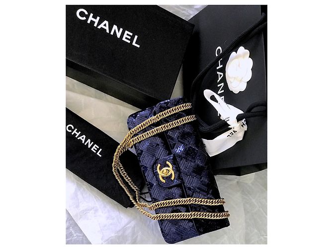 Timeless Chanel Borsa camaleonte rara Blu Blu navy Blu scuro - vista 31