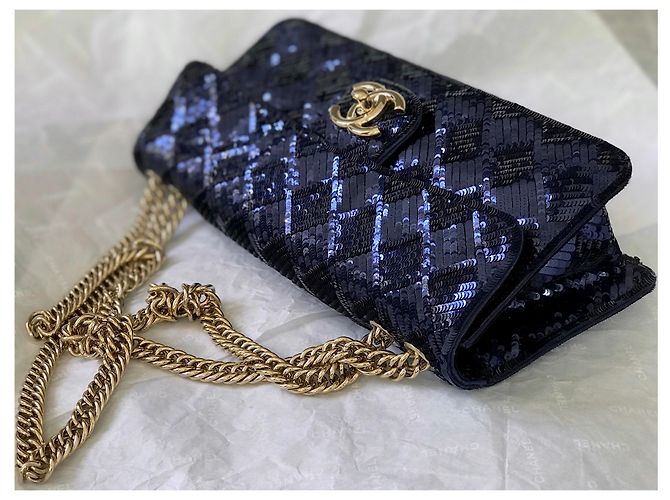 Timeless Chanel Borsa camaleonte rara Blu Blu navy Blu scuro - vista 32
