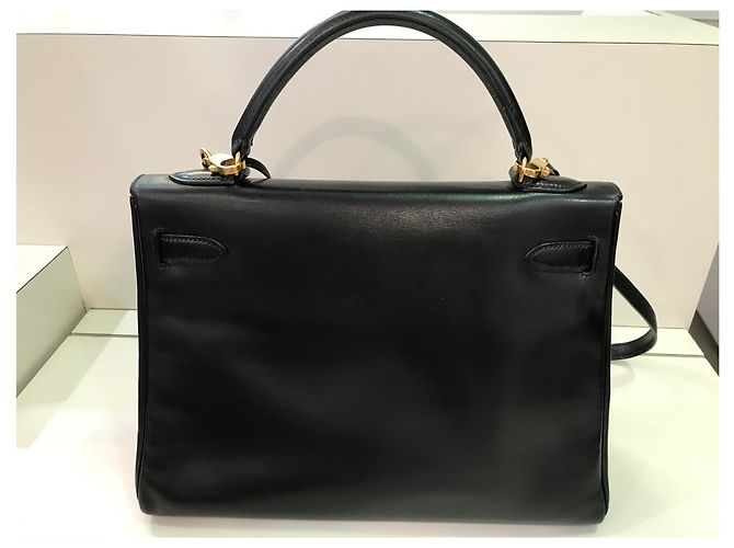 Borsa a mano Hermès Kelly Box in pelle nera Nero - vista 2