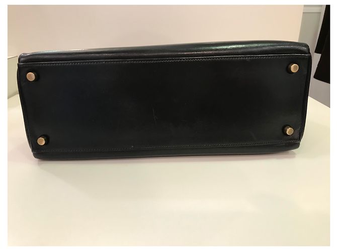 Borsa a mano Hermès Kelly Box in pelle nera Nero - vista 3