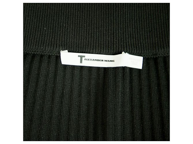 T By Alexander Wang T von Alexander Wang Schwarz gerippter elastischer knielanger Rock Größe M. - Ansicht 3