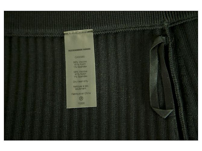 T By Alexander Wang T von Alexander Wang Schwarz gerippter elastischer knielanger Rock Größe M. - Ansicht 4