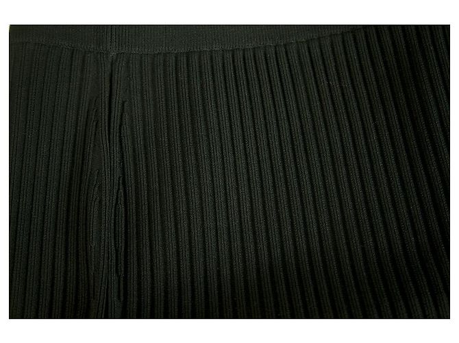 T By Alexander Wang T von Alexander Wang Schwarz gerippter elastischer knielanger Rock Größe M. - Ansicht 5