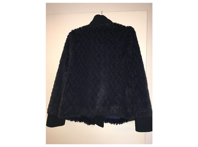 Cop Copine Giacca kimono in pelliccia sintetica Blu navy - vista 2