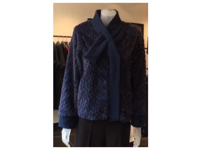 Cop Copine Giacca kimono in pelliccia sintetica Blu navy - vista 8