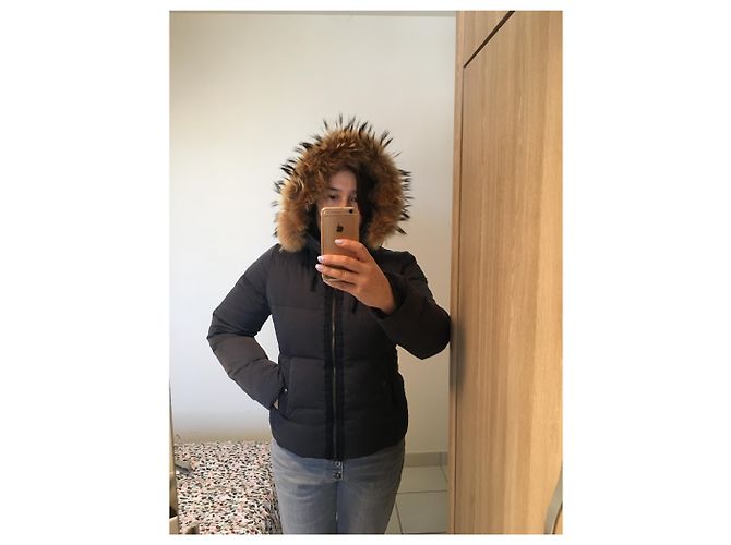 Chaqueta de plumas MKT studio azul marino con capucha de piel de zorro - vista 4