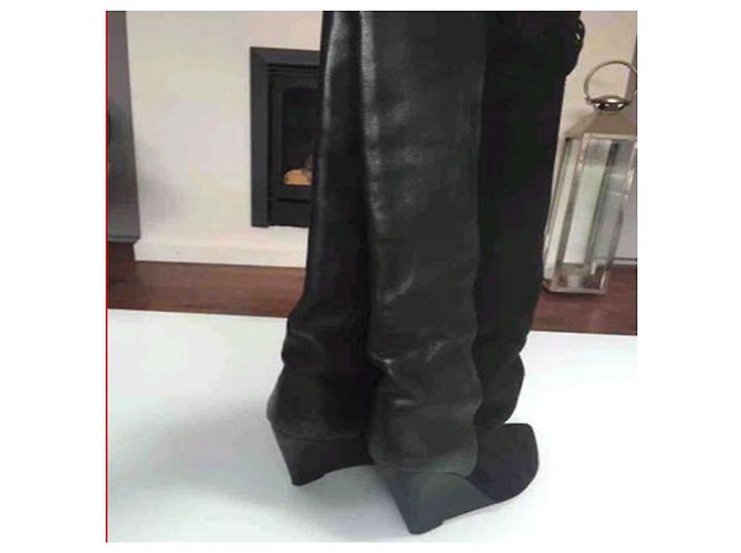 Botas de cuña Janette Isabel Marant en piel negra Negro - vista 3