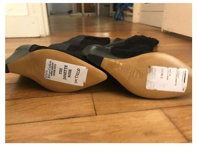 Botas de cuña Janette Isabel Marant en piel negra Negro - vista 5
