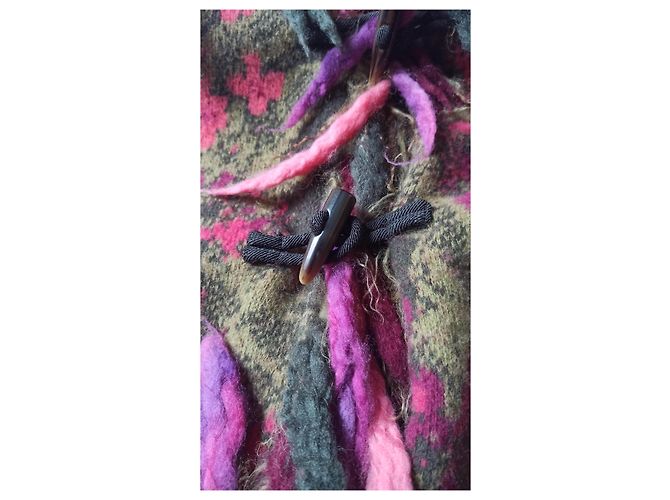 Abrigo con capucha Roberto Cavalli de lana angora y pelo Caqui Rosa Multicolor - vista 5