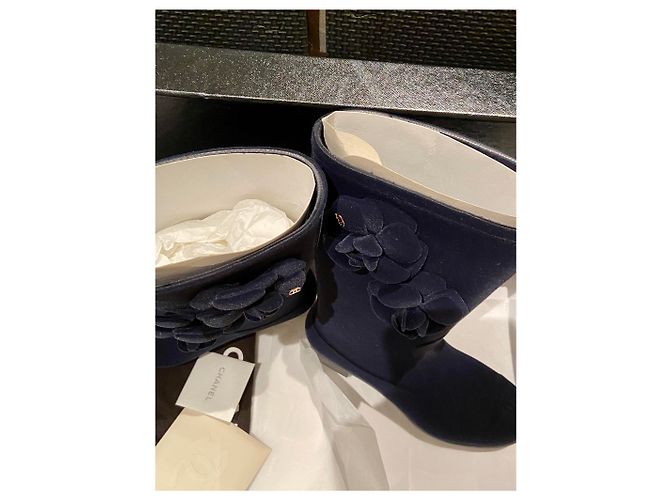 Botas de lluvia Chanel Camellia Azul marino - vista 11