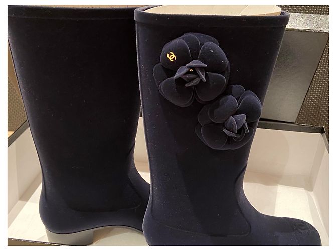 Botas de lluvia Chanel Camellia Azul marino - vista 14