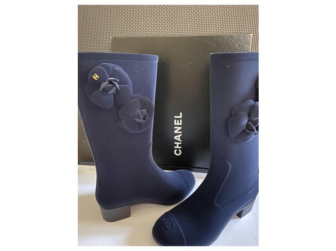 Botas de lluvia Chanel Camellia Azul marino - vista 2