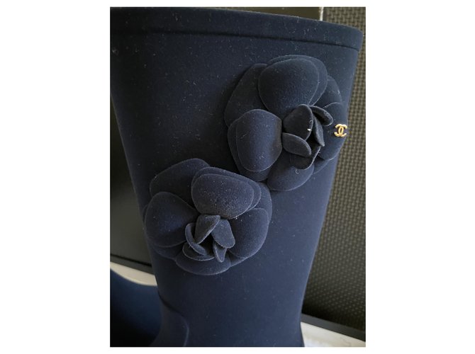 Botas de lluvia Chanel Camellia Azul marino - vista 3