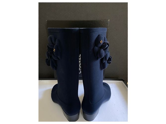 Botas de lluvia Chanel Camellia Azul marino - vista 5