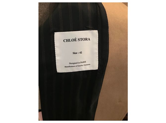 Abrigo Chloé Stora de gabardina beige con lana negra - vista 4