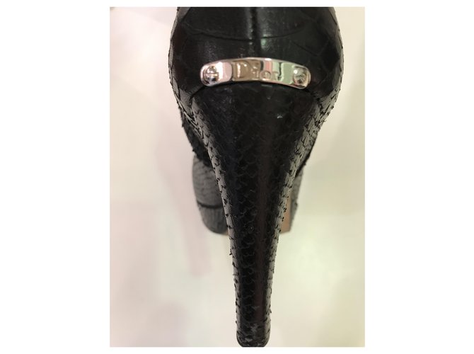 Botas Dior de python preto com salto plataforma - vista 3