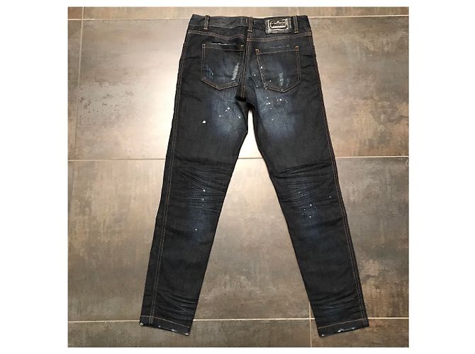 Jeans Philipp Plein Blu con Dettagli Swarovski - vista 3