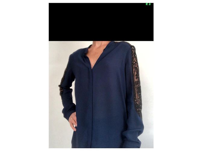 The Kooples Hemd mit Spitzendetail Blau Marineblau - Ansicht 2