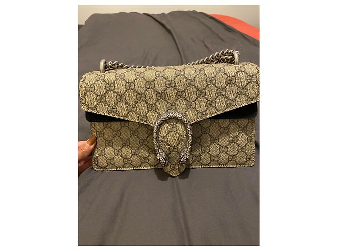 Borsa a mano Gucci Dionysus in tela e camoscio beige - vista 3