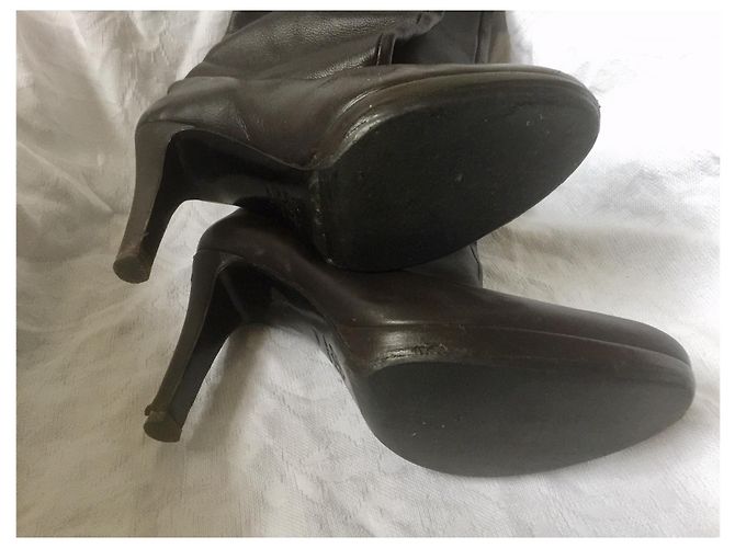 Sergio Rossi Hochhackige Lederstiefel mit Absatz Dunkelbraun - Ansicht 8