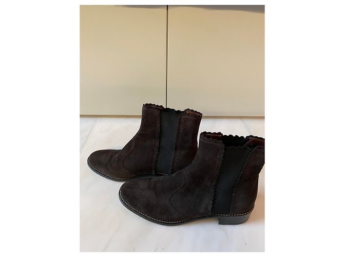 Stivaletti See by Chloé in scamosciato marrone cioccolato - vista 2
