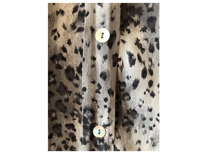Gerard Darel Blusa de seda cinza Gérard Darel com estampa de leopardo preta tamanho 40 - vista 8