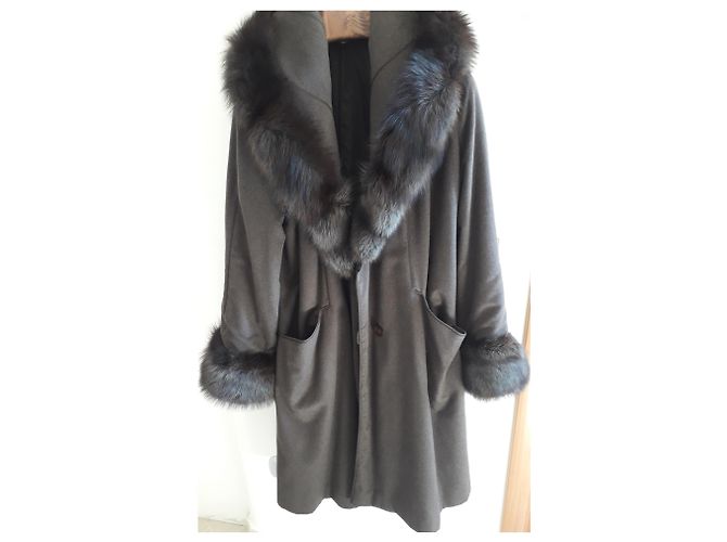 Abrigo Fendi Pellicceria de cachemira y piel marrón Castaño - vista 4