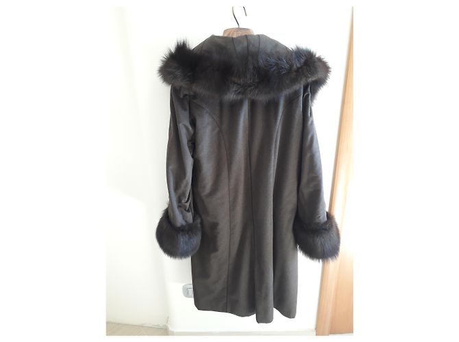 Abrigo Fendi Pellicceria de cachemira y piel marrón Castaño - vista 5