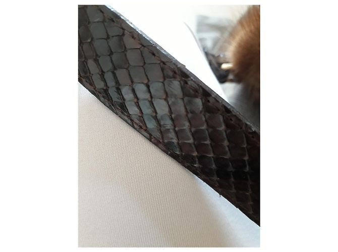 Autre Marque Bolsa crossbody de vison marrom com alça de python - vista 2