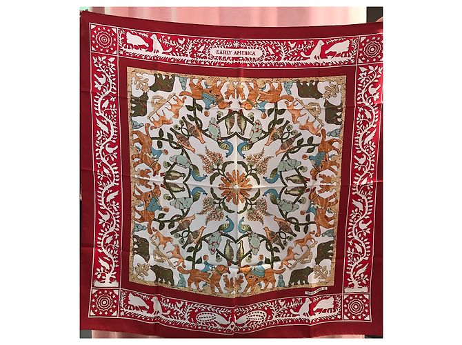 Pañuelo Hermès Early America de seda 90x90 - vista 2
