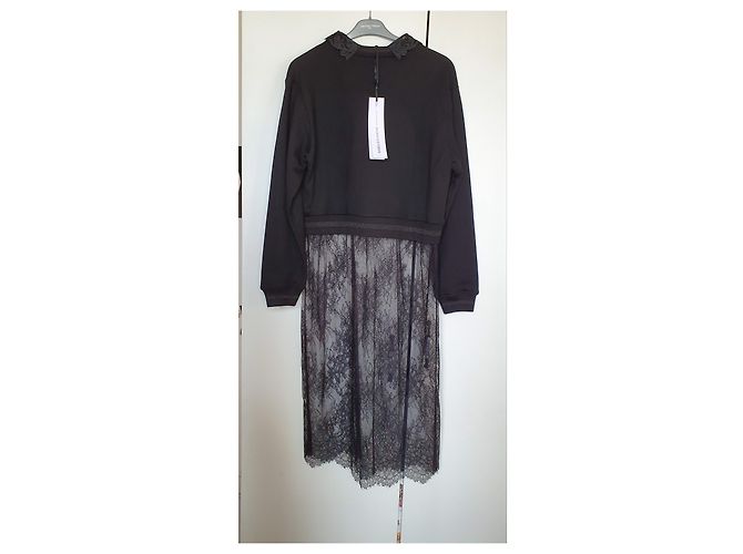 Autre Marque Isabelle Blanche Schwarzes Sweatshirt aus Baumwolle mit Spitzenrock - Ansicht 2