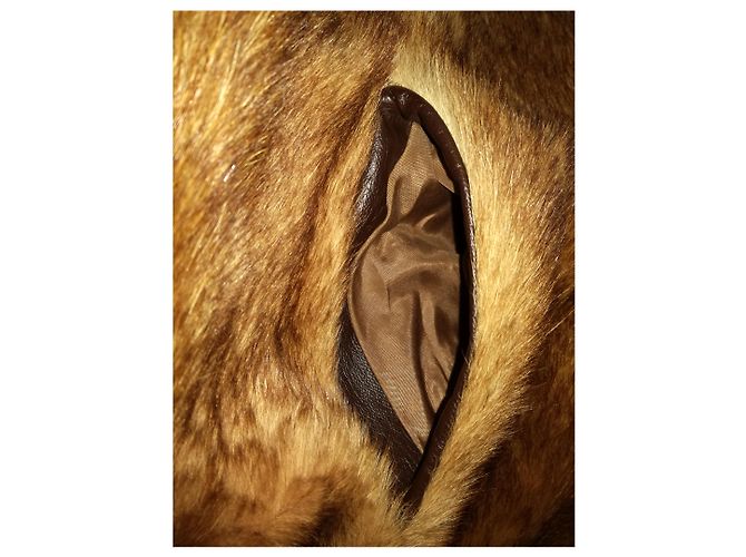 Sam Rone Murmel (Marmota) Abrigo de piel marrón corto Castaño - vista 6