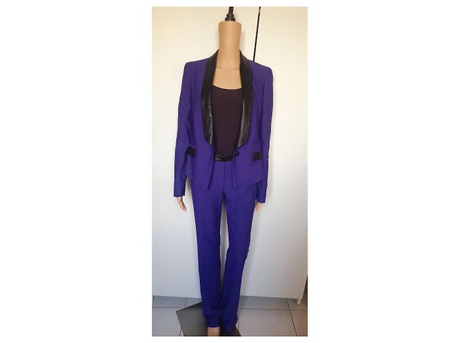 Completo pantalone Just Cavalli viola e pelle nera Porpora - vista 2