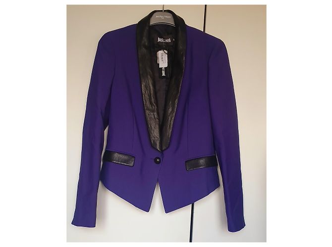 Completo pantalone Just Cavalli viola e pelle nera Porpora - vista 3