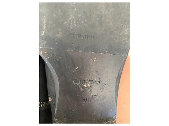 Botas de piel negras Miu Miu con decoración de metal Negro - vista 12