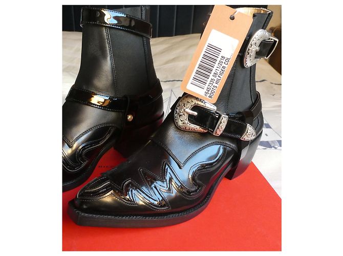 Botas Vaqueras Tommy Hilfiger Cuero Charol Negro - vista 4