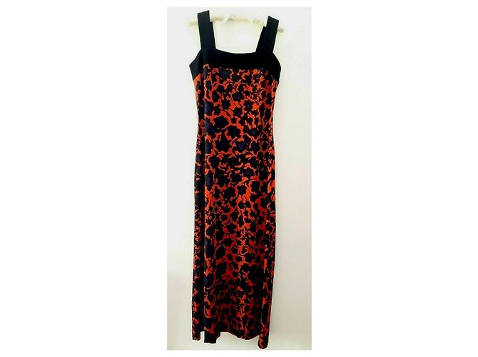 Diane Von Furstenberg Vestido largo de seda DvF Lourosa Negro Roja Púrpura - vista 4