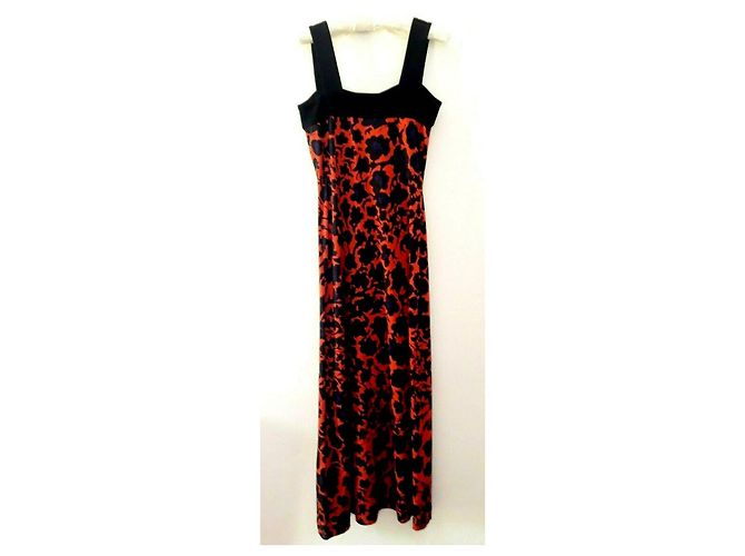 Diane Von Furstenberg Vestido largo de seda DvF Lourosa Negro Roja Púrpura - vista 5