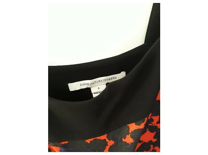 Diane Von Furstenberg Vestido largo de seda DvF Lourosa Negro Roja Púrpura - vista 6
