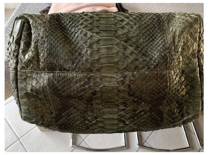 Autre Marque Sac Python Garage en cuir de python kaki - vue 2