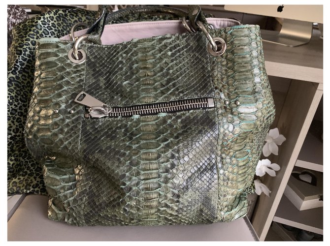 Autre Marque Sac Python Garage en cuir de python kaki - vue 4