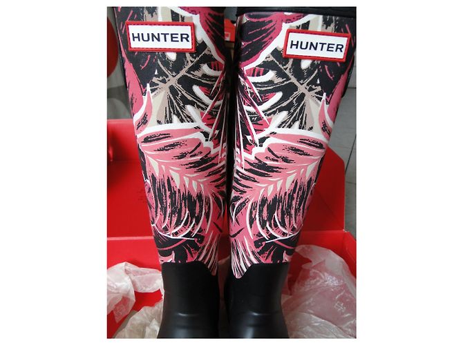 Botas de lluvia HUNTER P 39 Neuves Negro Rosa - vista 2