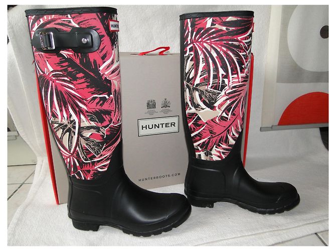 Botas de lluvia HUNTER P 39 Neuves Negro Rosa - vista 4