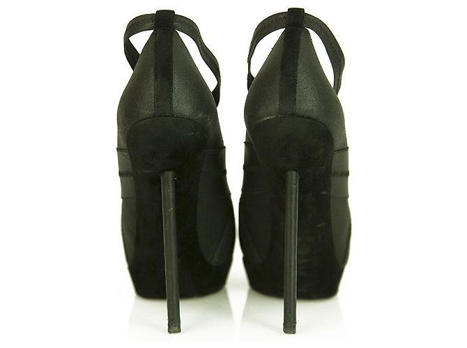Yves Saint Laurent YSL black elasticated fabric & suede platform booties 40 - view 3