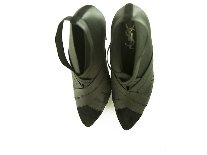 Yves Saint Laurent YSL black elasticated fabric & suede platform booties 40 - view 7